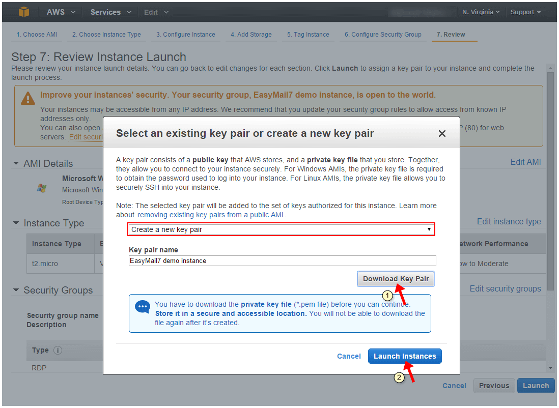 Create key pair