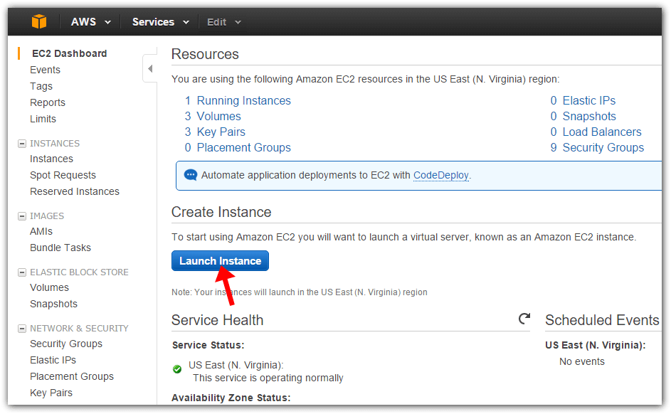 Launch AWS EC2 instance