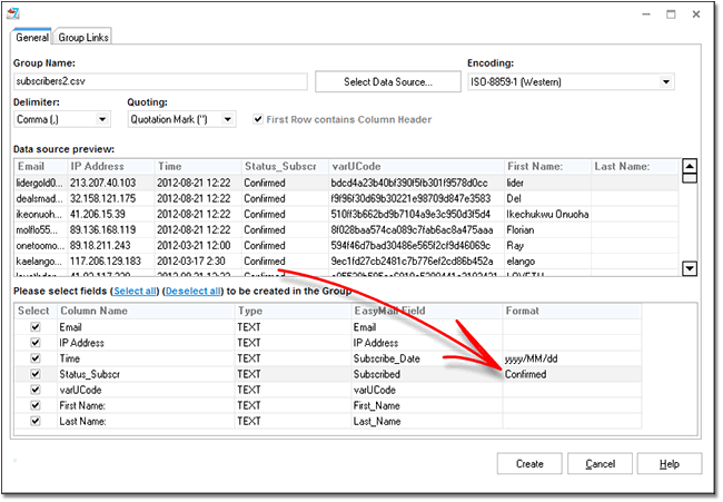 G-Lock EasyMail7 - create group from MS Excel 2013