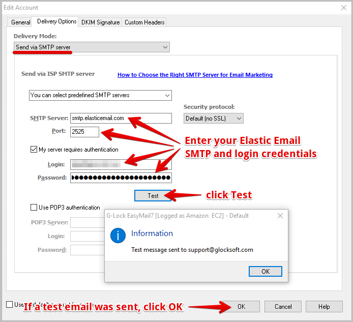 How to Use Elastic Email's SMTP Settings in EasyMail7