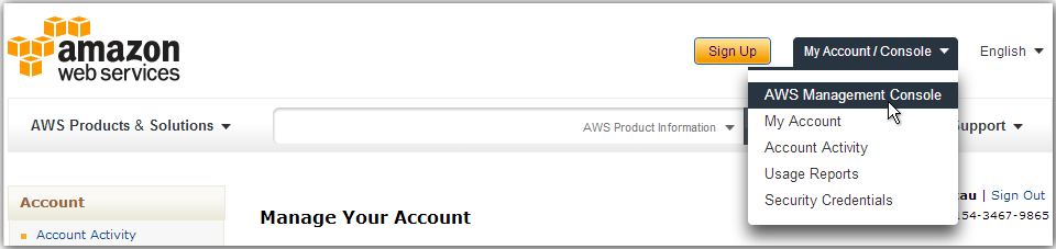 AWS management console