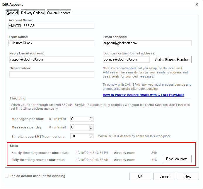 throttling stats in EasyMail7