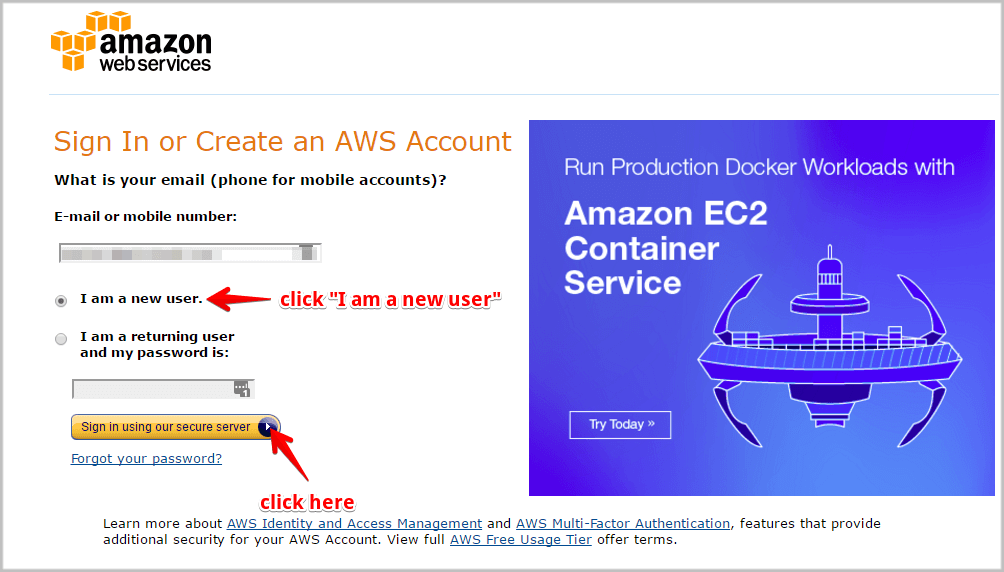 aws email server for website